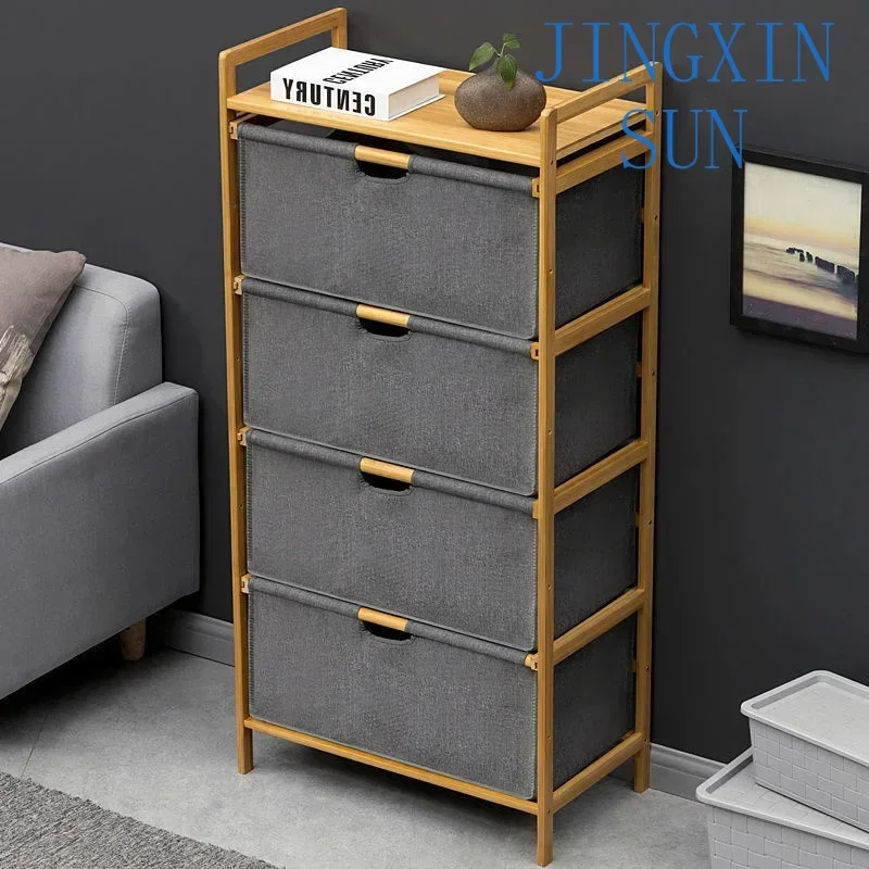 Bamboo Simple Storage Rack Large Capacity Multi-layer Storage Drawer Household Bathroom Classification Dirty Clothes Basket