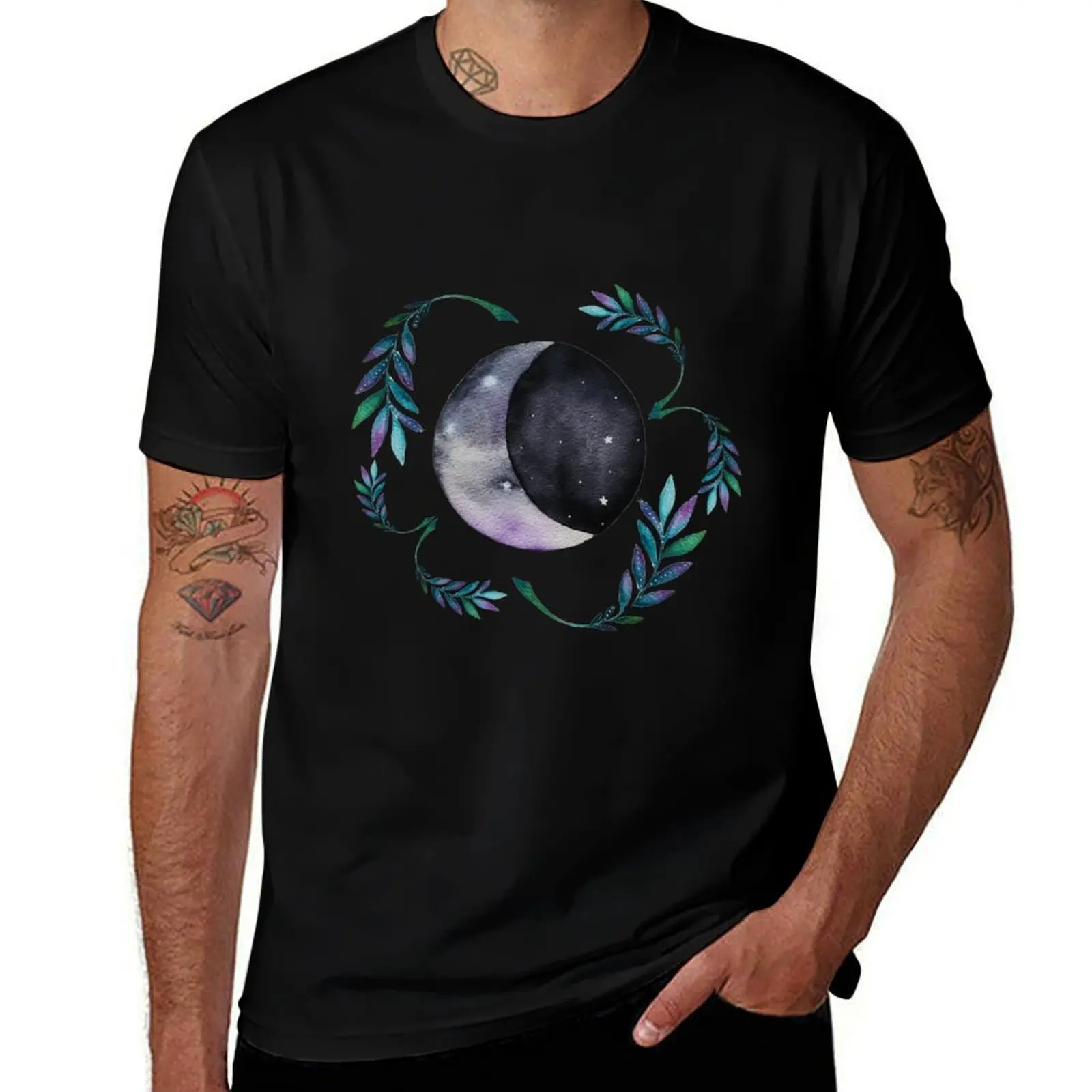floral moon T-Shirt man t shirt cotton high quality printed t shirts for man t shirts for man cotton T-shirt
