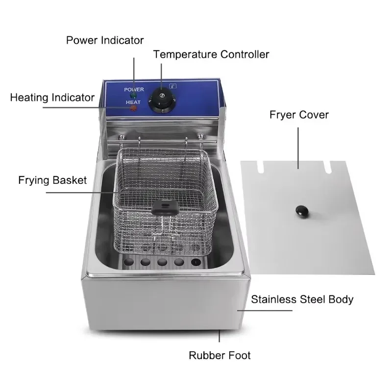 French Fries & Chicken Commercial Fryer – 6L 2500W High-Power Best-Selling Model