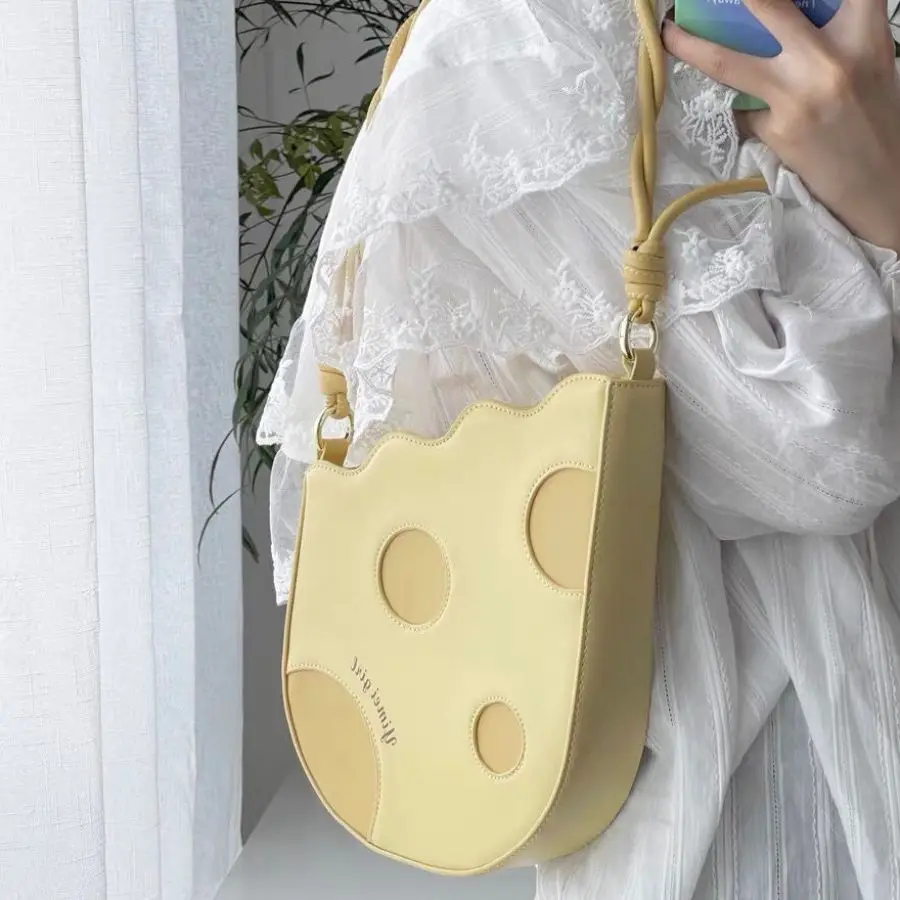 Fashion Lovely Cheese Shape Women Shoulder Bag Yellow Pu Leather Girls Underarm Bags Female High Quality Cute Purse Handbags