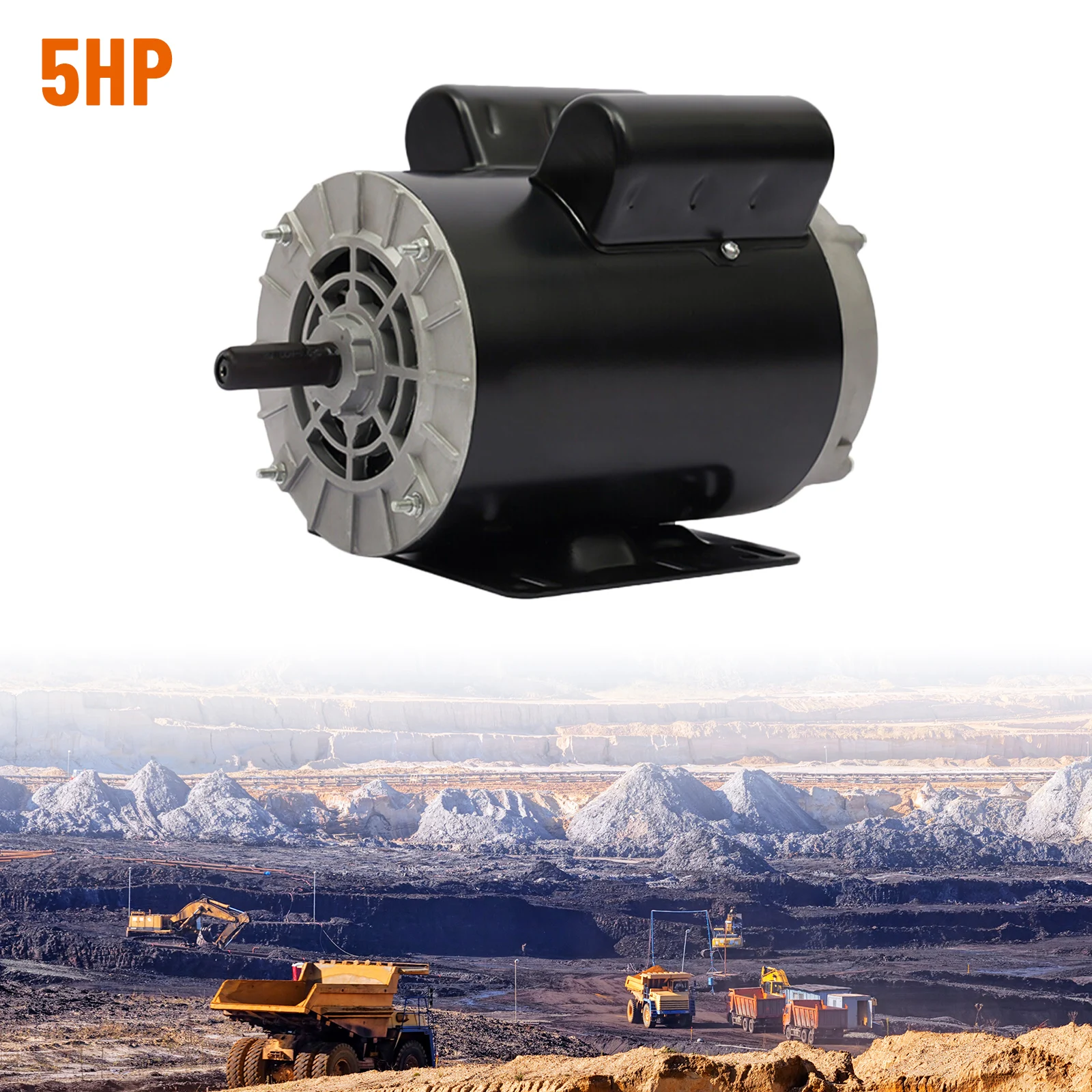 AC Air Compressor Motor With Safety Protection 5HP SPL 3600RPM  60Hz Electric Applications 208-230Volts One Phase 5/8 Inches