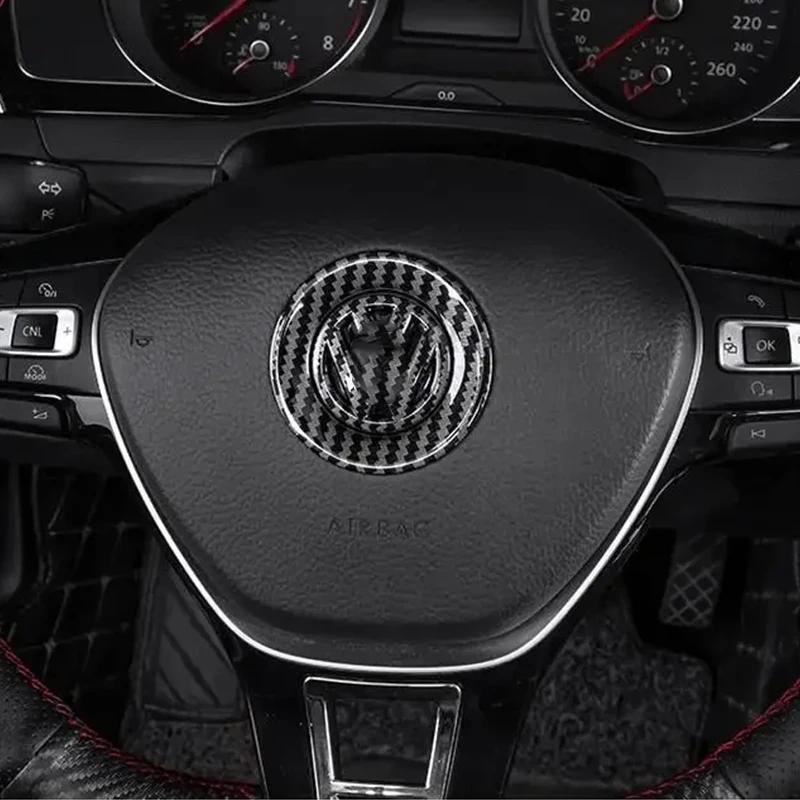 Auto Kohlefaser-Muster Logo Lenkrad-Dekorationsaufkleber für VW GTI Polo Golf MK6 MK7 Passat Tiguan CC T-ROC/Autoschlüsselanhänger – Detail 5