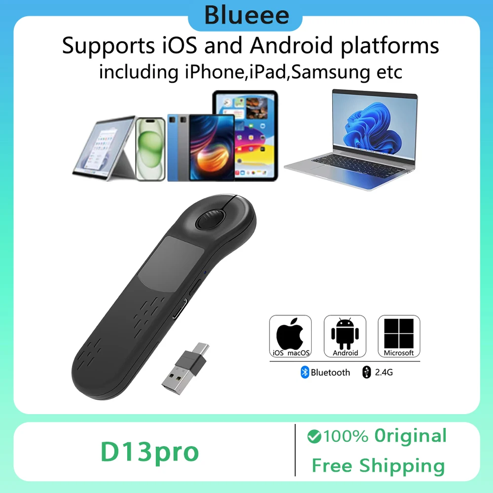 D13pro حلقة الماوس سماعة لاسلكية تعمل بالبلوتوث عن بعد تحول الصفحة الماوس تحكم الهاتف المحمول اللوحي التحكم PPT TikTok فيديو قصير #2