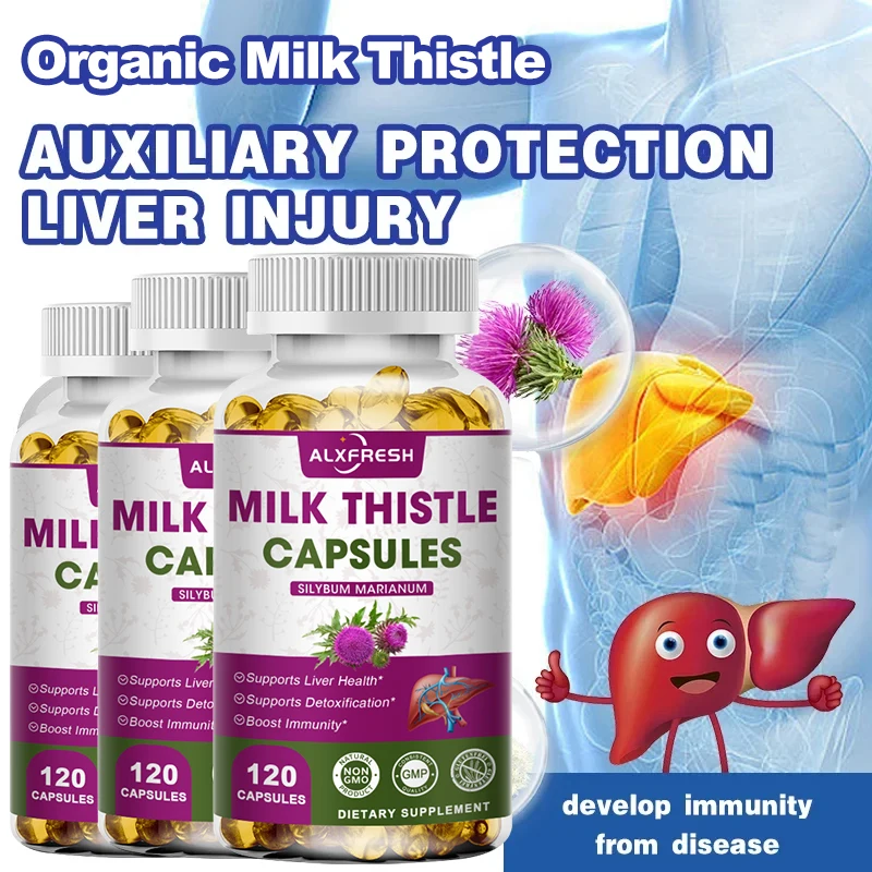 Milk Thistle Extract for Antioxidant Detox Support Liver Health Function Herbal Supplement Promotes Liver Cleansing and Repair