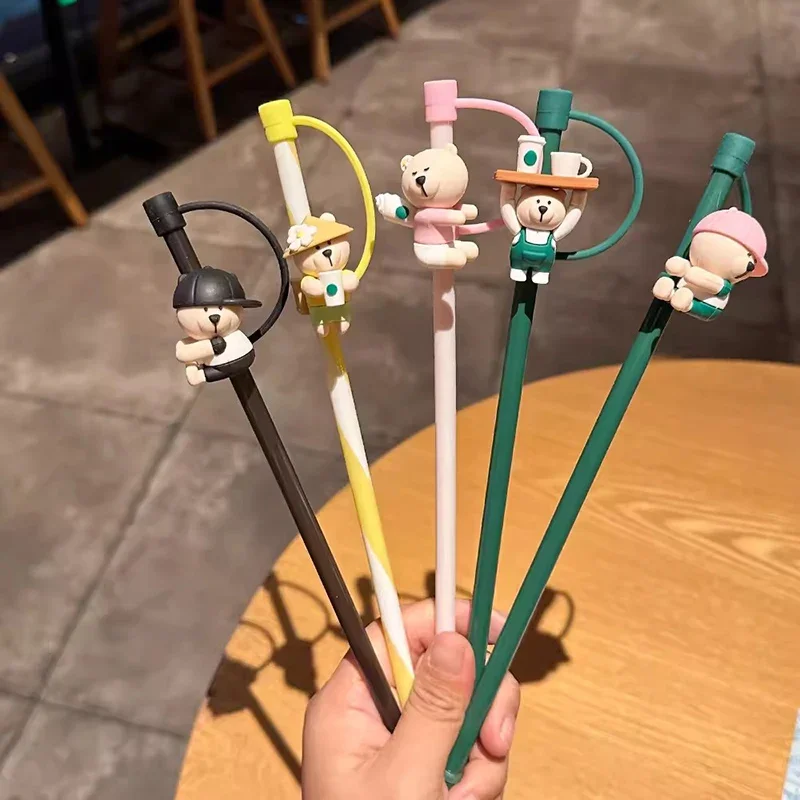

1PC Cute Cartoon 7-8mm Silicone Straw Covers With Reusable Straws Splash Proof Straw Topper For 40oz Tumbler Cup Accessories