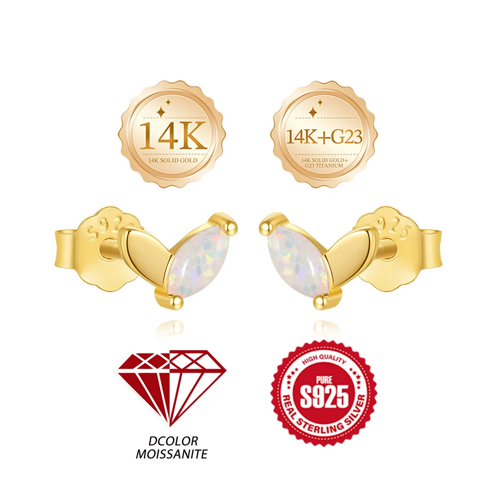 Canner Vip Link 925 9K/14K/18K/24K Post 5/6/8MM Fine Jewelry Classic Design Cartilage Jewelry Stud Earrings For Women Gifts
