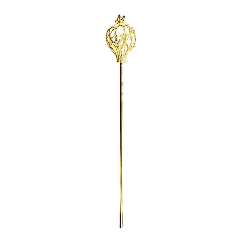 HX6F Elegant Gold Cosplay Scepter With Sparkling Rhinestones For Stage Performances