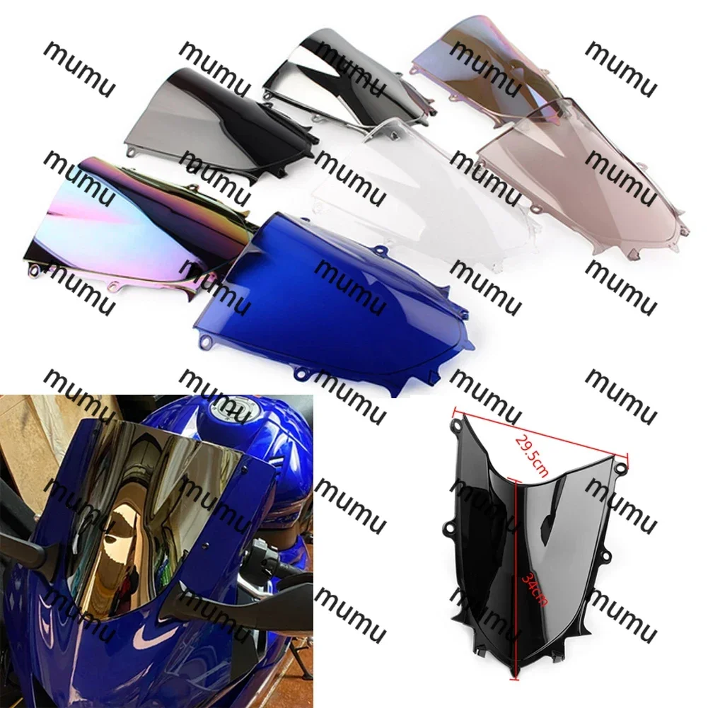 For Yamaha YZF 600 R6 R7 2017-2019 Motorcycle Screen Double Bubble Windshield Deflector Protector WindScreen 2020 2021 2022 2023