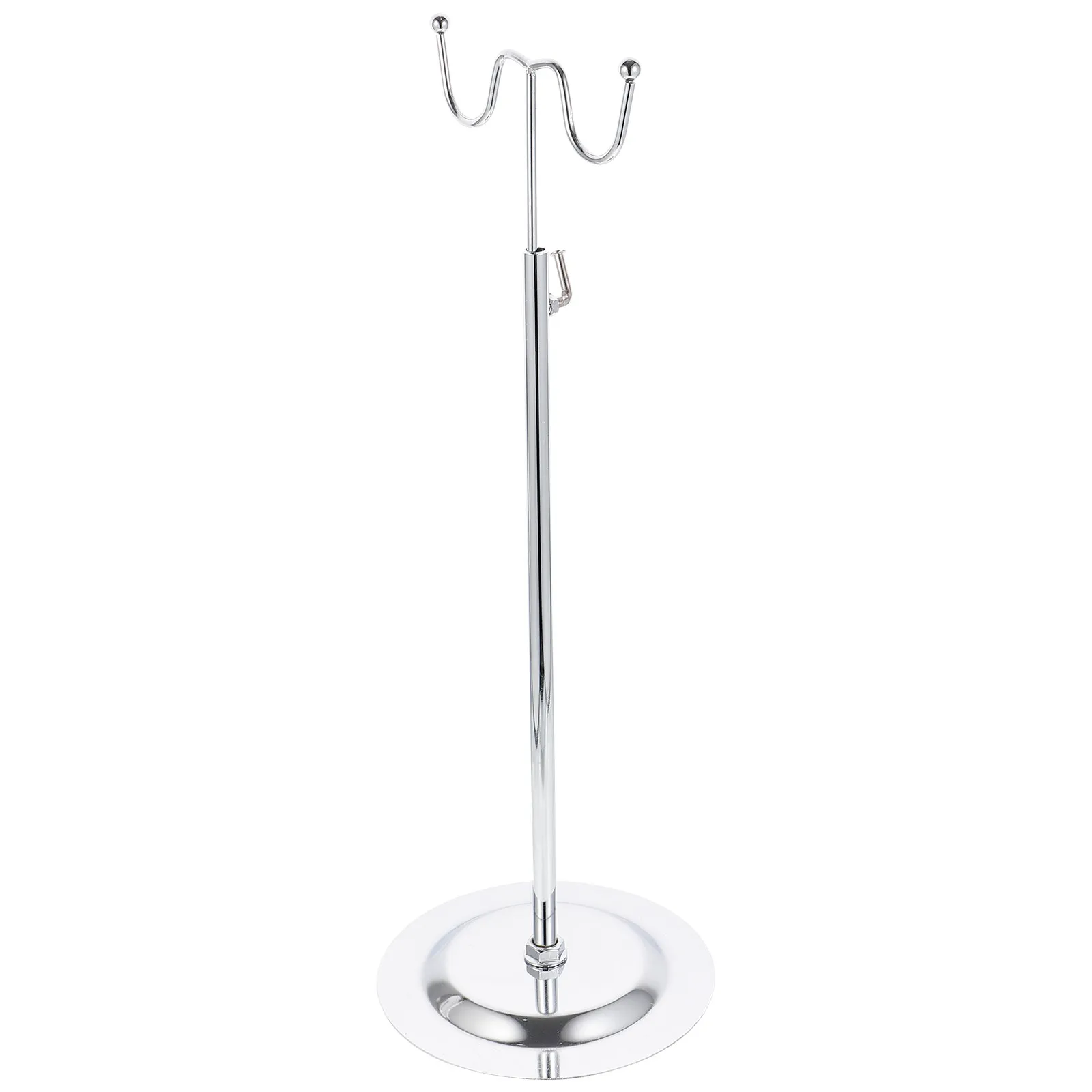 

Dual-Hook Stainless Steel Handbag Display Stand Adjustable Height Hanging Bag Display Rack Shop Tabletop Retail Holder