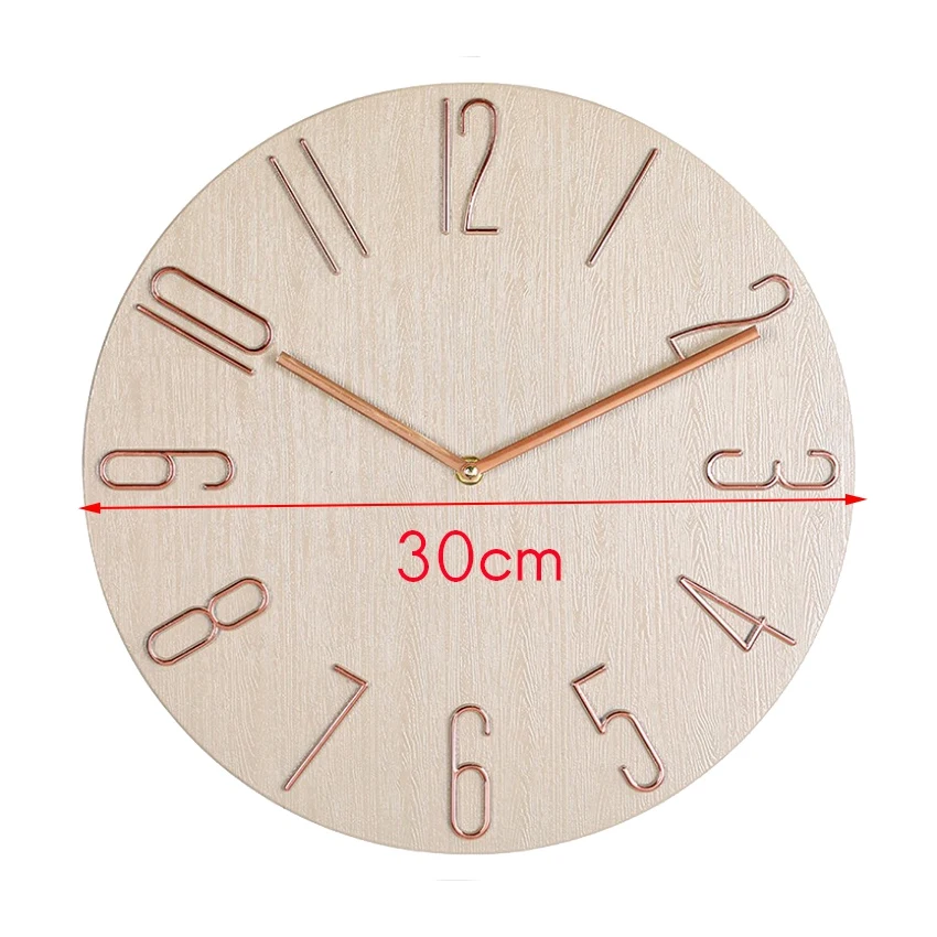 Simple Wall Clock 12 Inch Living Room Home Wall Clock Clock Watch Fashion Bedroom Wall Clock-Beige