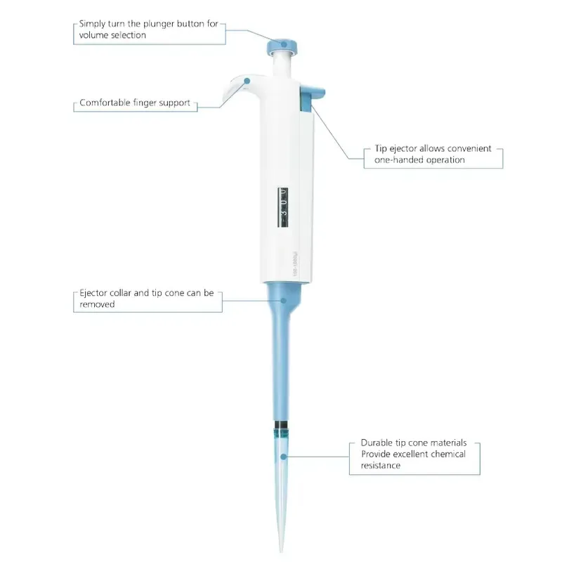 Heng Nuo Micropipeta 10ml Plastic Pipettes with 0.1ul-10000ul Tips with Stand for Lab Use 1-Year Warranty Customized Support