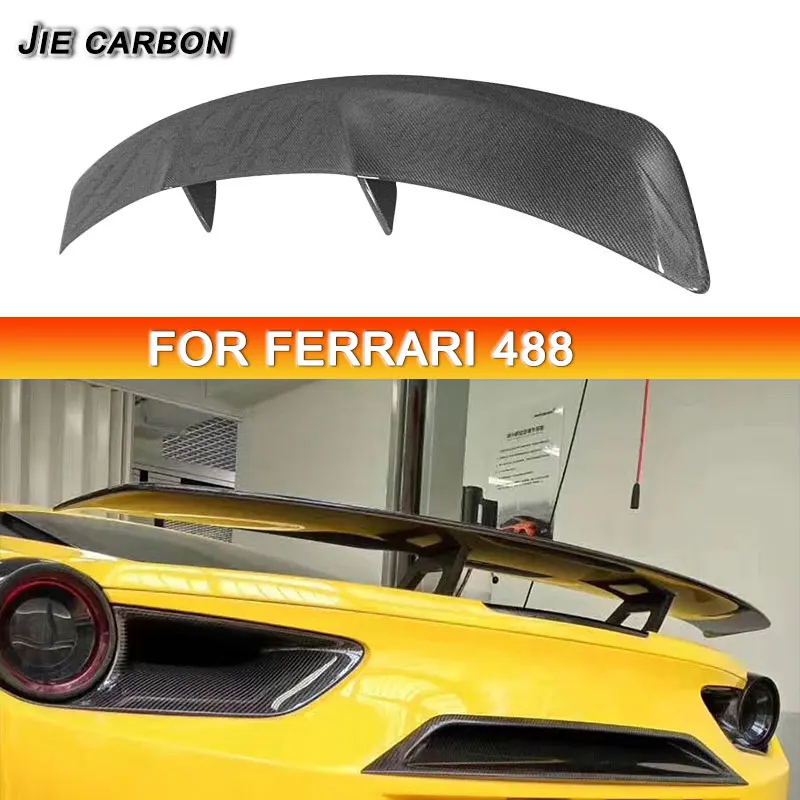 Для Ferrari 488, высококачественный спойлер из углеродного волокна, хвостовые плавники, задняя направляющая багажника, крыло, заднее крыло, модифицированный и модернизированный комплект кузова