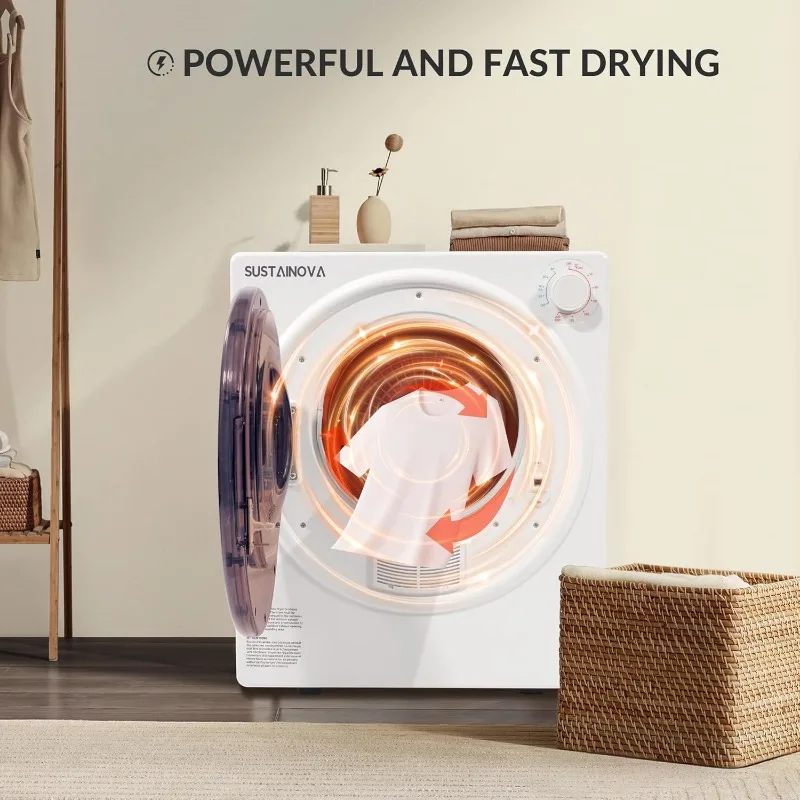 مجفف غسيل، مجففات ملابس من الفولاذ المقاوم للصدأ ذات تحميل أمامي 2.6 قدم مكعب مع أنبوب عادم، 1400 وات، لوحة تحكم بأربعة وظائف #6