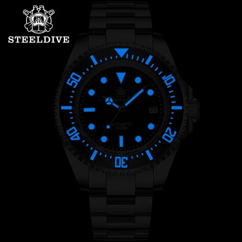 Imagen 2 del producto STEELDIVE SD1964 nueva llegada 2024 de gran tamaño 45,4mm de acero inoxidable 1000M impermeable NH35 reloj de buceo automático para hombre con válvula