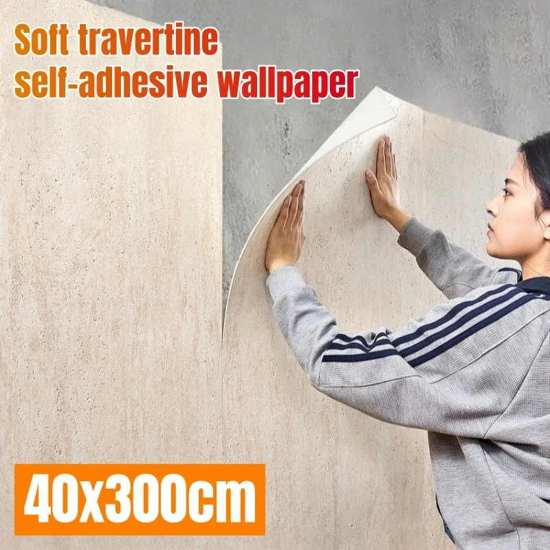 Soft Roman Travertine Wall Panel for Interior Decor 3D Waterproof Wall Sticker for Living Room Kitchen Renovation Wallpaper Home