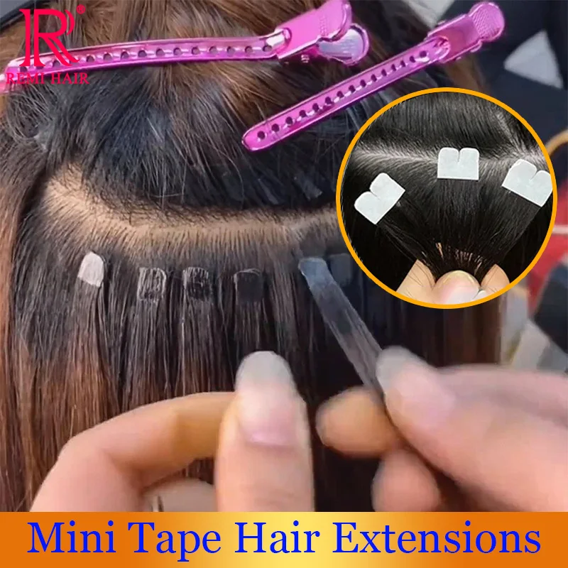 Mini Tape in Hair Extensions Virgin Hair Colored Hair in Tape Invisible Adhesive Tape 100% Real Human Hair Seamless Women Hair