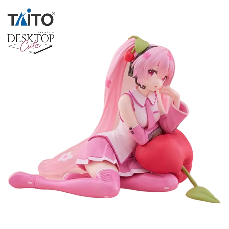 

В наличии, оригинальная настольная милая подушка TAiTO Hatsune Miku ~ вишневая версия. ~ ПВХ 13 см, аниме-фигурки, коллекция моделей игрушек