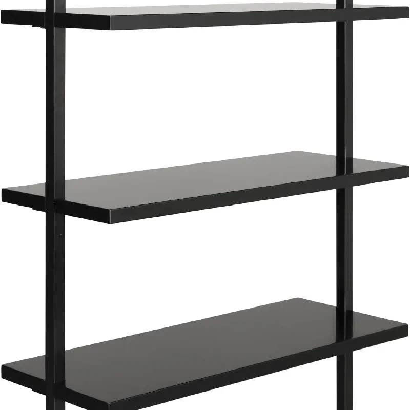 Nathan James Tall Bookcase Wall Mount Bookshelf Wood Shelves and Metal Frame Matte Black libreria scaffale home furniture