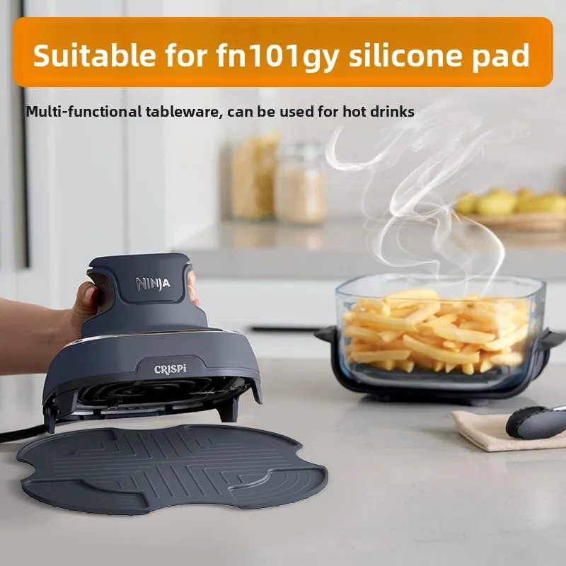 FN101GY Air Fryer Silicone Mat, Heat Resistant 220°C Silicone Lid Pad, Universal Air Fryer Accessory for Hot Dish Placement, Scr