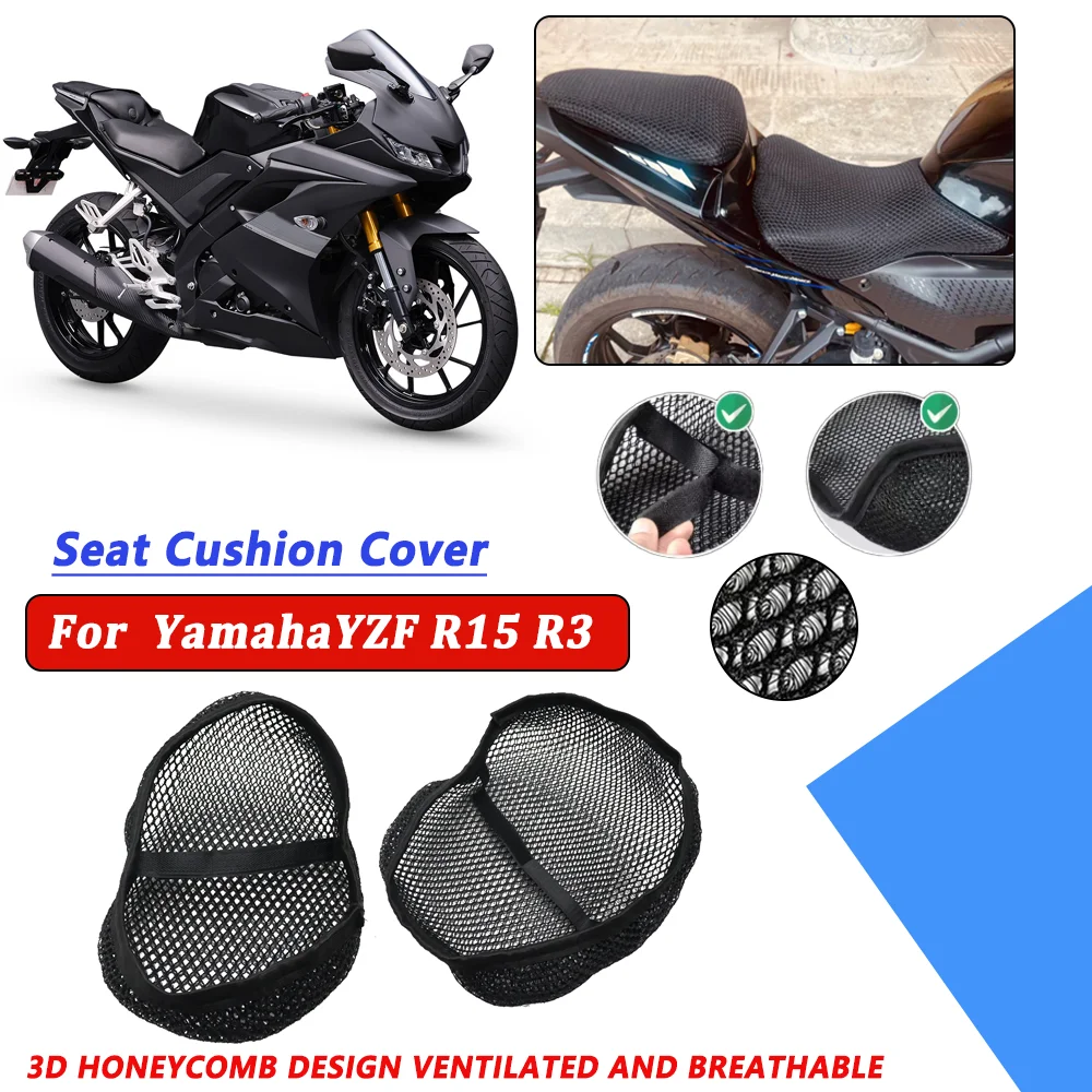 For Yamaha YZF R15 R3 R 15 3 Motorcycle Accessories Mesh Breathable Seat Cushion Saddle Non-Slip Protection Seat Cover