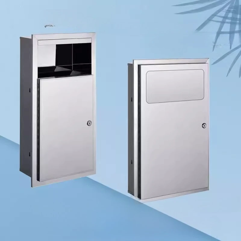 304 Stainless Steel Round Recessed Trash Can, 6.5