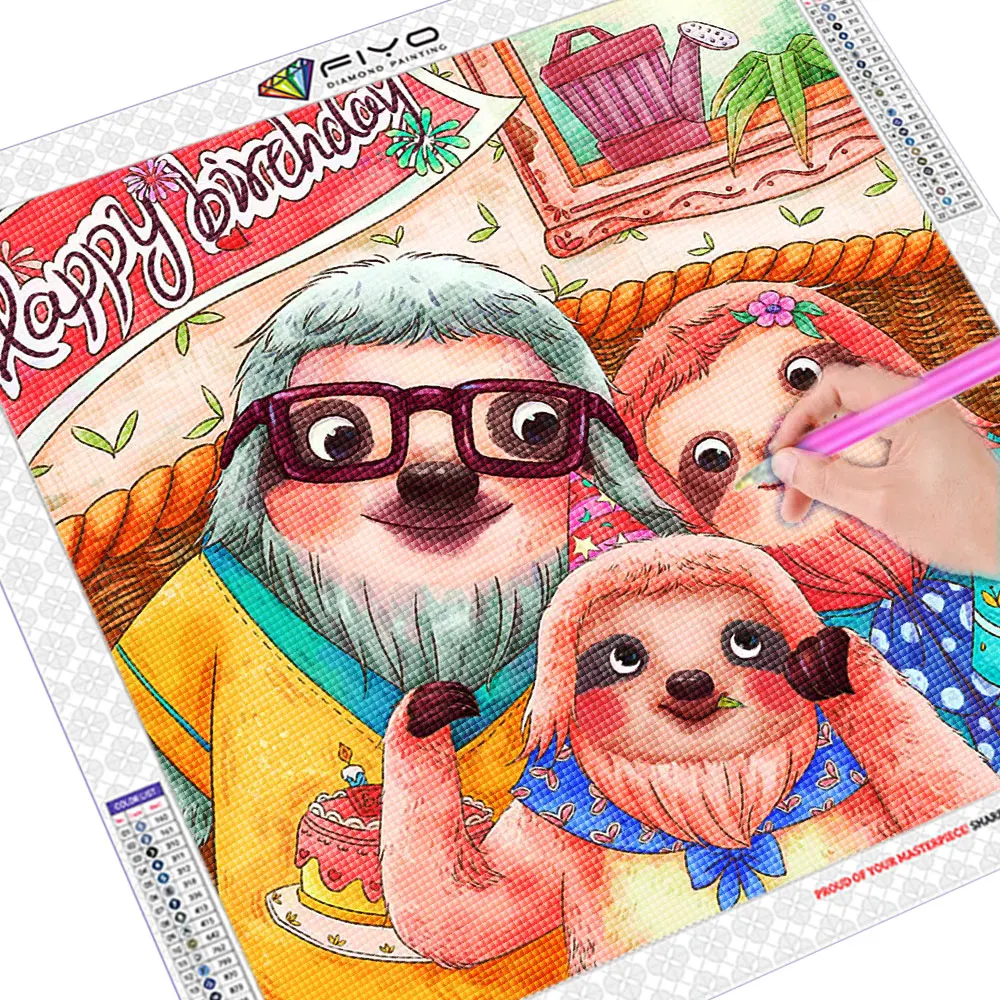 5d Diamond Painting Sloth Family DIY Diamond Embroidery Cute Animal Mosaic Art Cross Stitch Kits Home Decor Gift For Kids