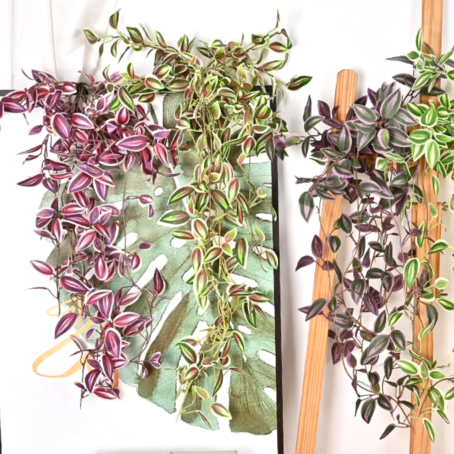 أوراق الكروم الصناعية ، نباتات معلقة وهمية ، أوراق شجرة الحرير ، الخيزران الأخضر ، الروطان المتعرج ، حديقة المنزل ، ديكور الزفاف ، 75*29"