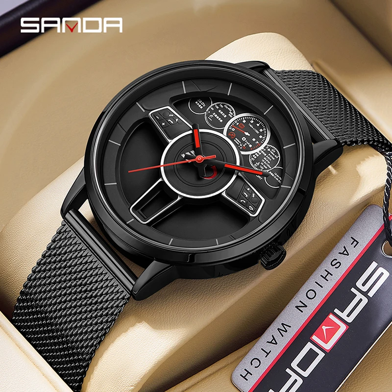 

Sanda 1139 Leisure Fashion Trend Quartz Men's Watch Steel/Mesh Strap Business Simple Waterproof Watch