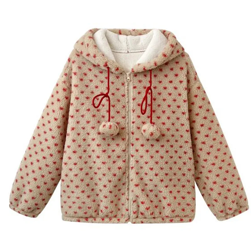 Thicken Flannel Pajamas Set Red Polka Dot Women 2 Pcs Shirt&pants Thick Homewear Winter Warm Coral Fleece Loungewear Sleepwear