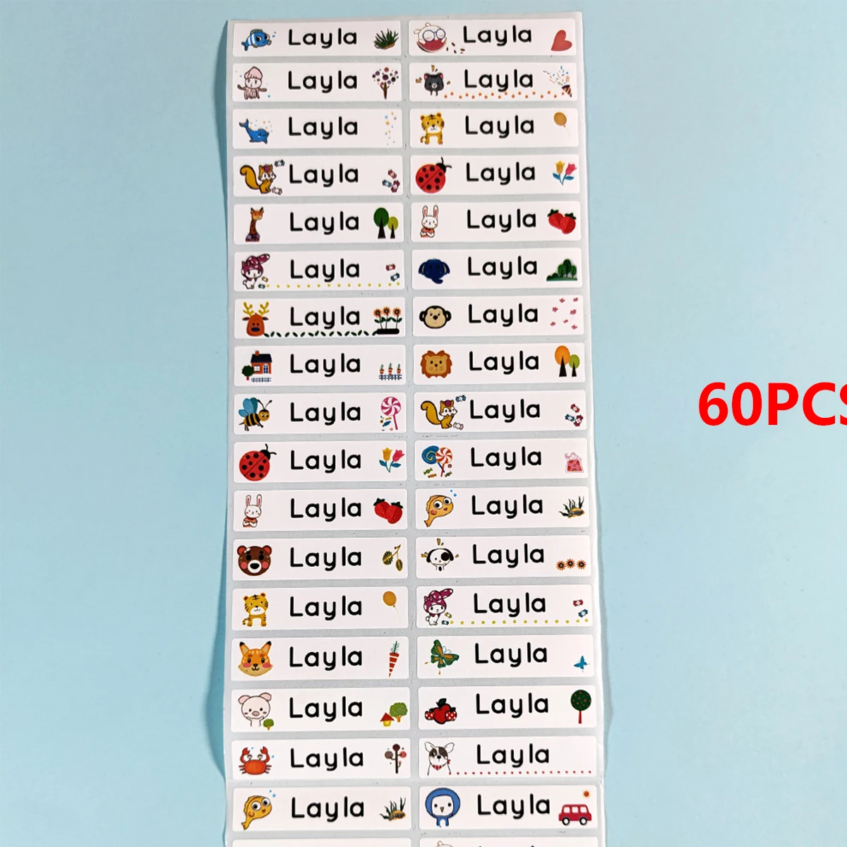 60pcs/120pcs/180pcs/240pcs Personalization Custom Text name Labels Custom Name Tag Sticker Waterproof Self-adhesive Personalized