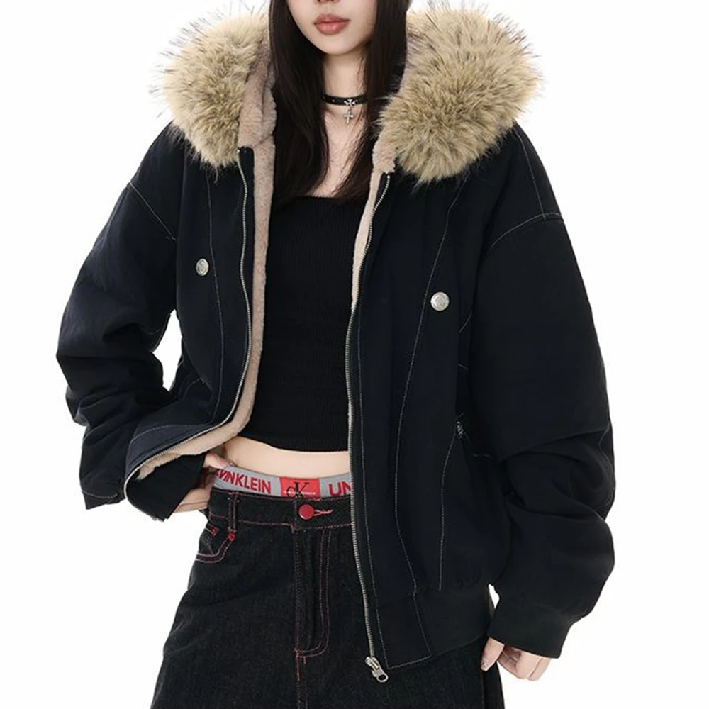 Winter New Men's Patchwork Long-Sleeve Cotton Jacket American Retro Fashion Trendy High Street Loose Casual Niche Men's Top