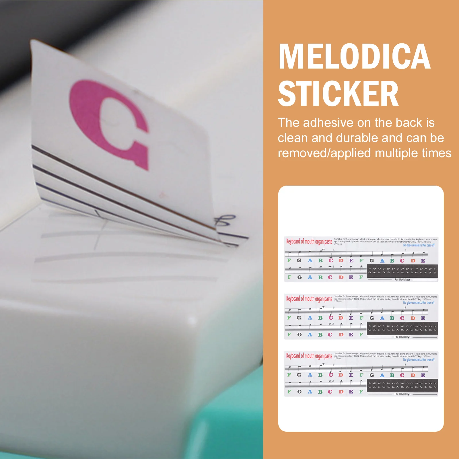 

3 Pcs Electronic Organ Scale Stickers Child for Kids 32 Key Piano Pvc Harmonica Decal