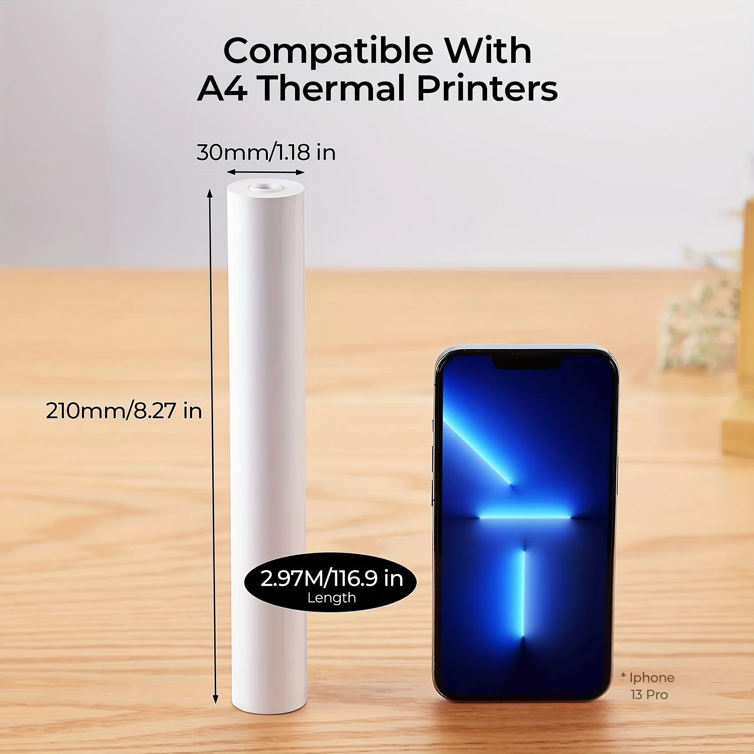Термобумага формата А4, бумага для печати 210x30 мм, подходит для беспроводного Bluetooth-совместимого термопринтера формата А4, бумага для факса и машин