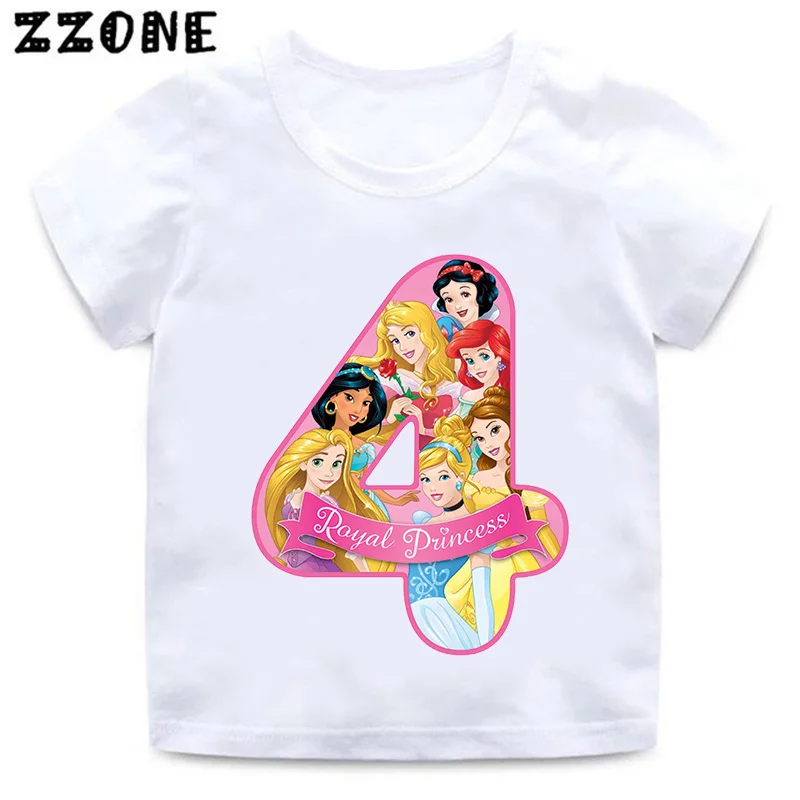 مختلف الأميرة سندريلا عدد طباعة الفتيات الملابس 1 2 3 4 5 6 7 8 9 سنوات عيد ميلاد الاطفال التي شيرت طفل الفتيان الأطفال تي شيرت
