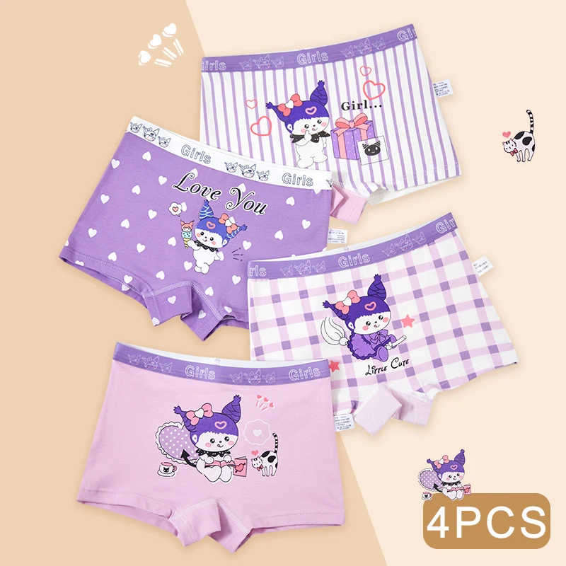 4PCS/set Children's Girls Panties Cotton Soft Pretty cute Cartoon Child Underwear for Girls Kids Boxer Breathable comforts