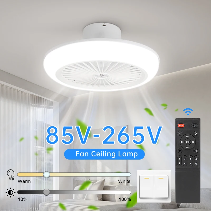 ventilador de teto com controle remoto de iluminacao lampada silenciosa sem alimentacao portatil brilho decoracao de casa sala luz led 85265v 01