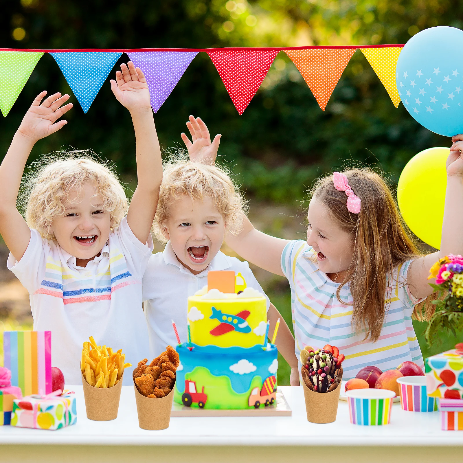 

100Pcs Kraft Paper Ice Cream Cups Disposable French Fry Holder Snack Dessert Containers for Coffee Milk Tea Fast Food Restaurant