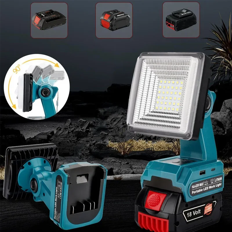 For Bosch 18V Li-ion Battery Led Light Outdoor Work Spotlight Emergency Tool Lamp Flashlight Torch USB Mobile Phone Charger