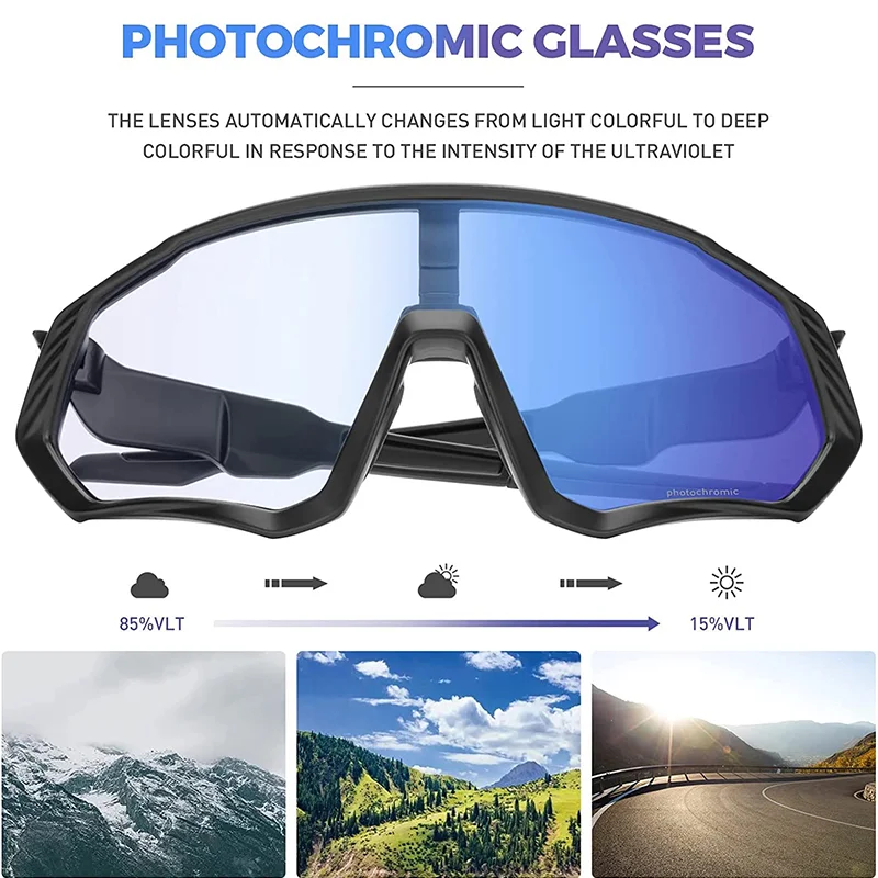 Photochromic 2023 Red Blue NEW Cycling Sunglasses Sports Bike glasses cycling MTB Glasses Eyewear Bicycle Accessorie Goggles