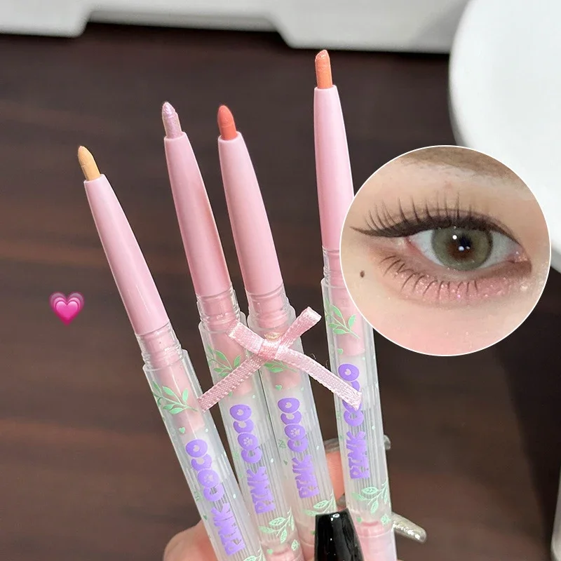 더블 엔드 라잉 누에 아이 라이너 펜슬 글리터 매트 브라이트닝 아이 섀도우 스무스 속건성 눈꺼풀 펜 한국 메이크업