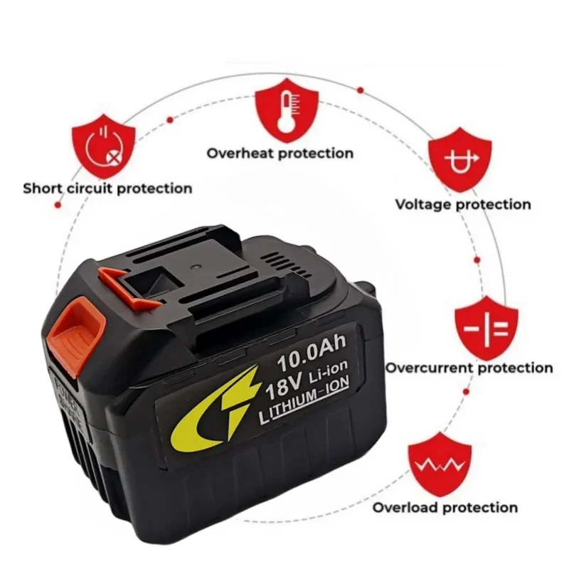 18V 18650 lithiová baterie dobíjecí 10Ah baterie s vysokým proudem a vysokým vybíjením 18V náhradní baterie pro šroubovák - náhled 4