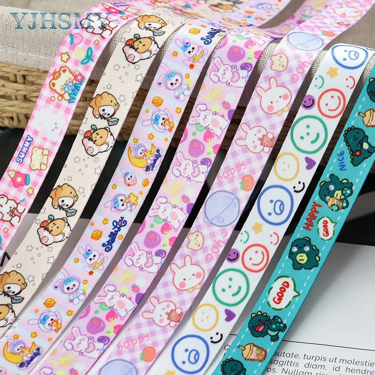 Double Faced Polyester Ribbons Thicken Ribbon  3/4'' 20mm Cartoon Ribbon, for Phone Lanyard, Wrist Strap, lanyards for Keys