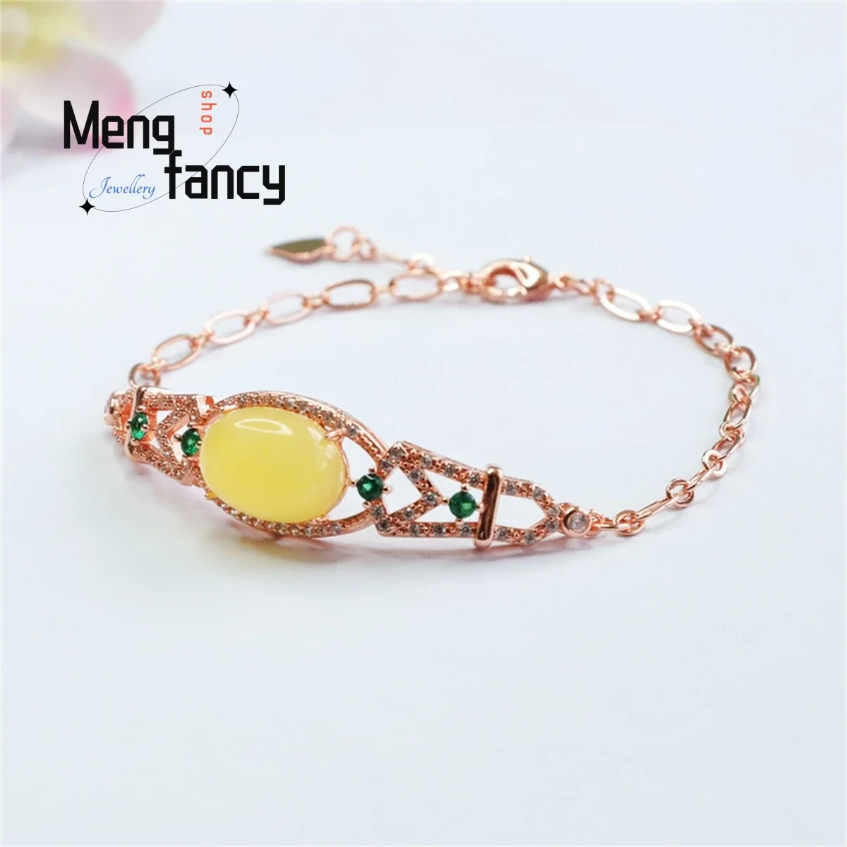 

Natural Honey Wax Full of Chicken Oil Yellow Amber Egg Face Hollow Chain Bracelet Best Selling Personalized Fashion Fine Jewelry