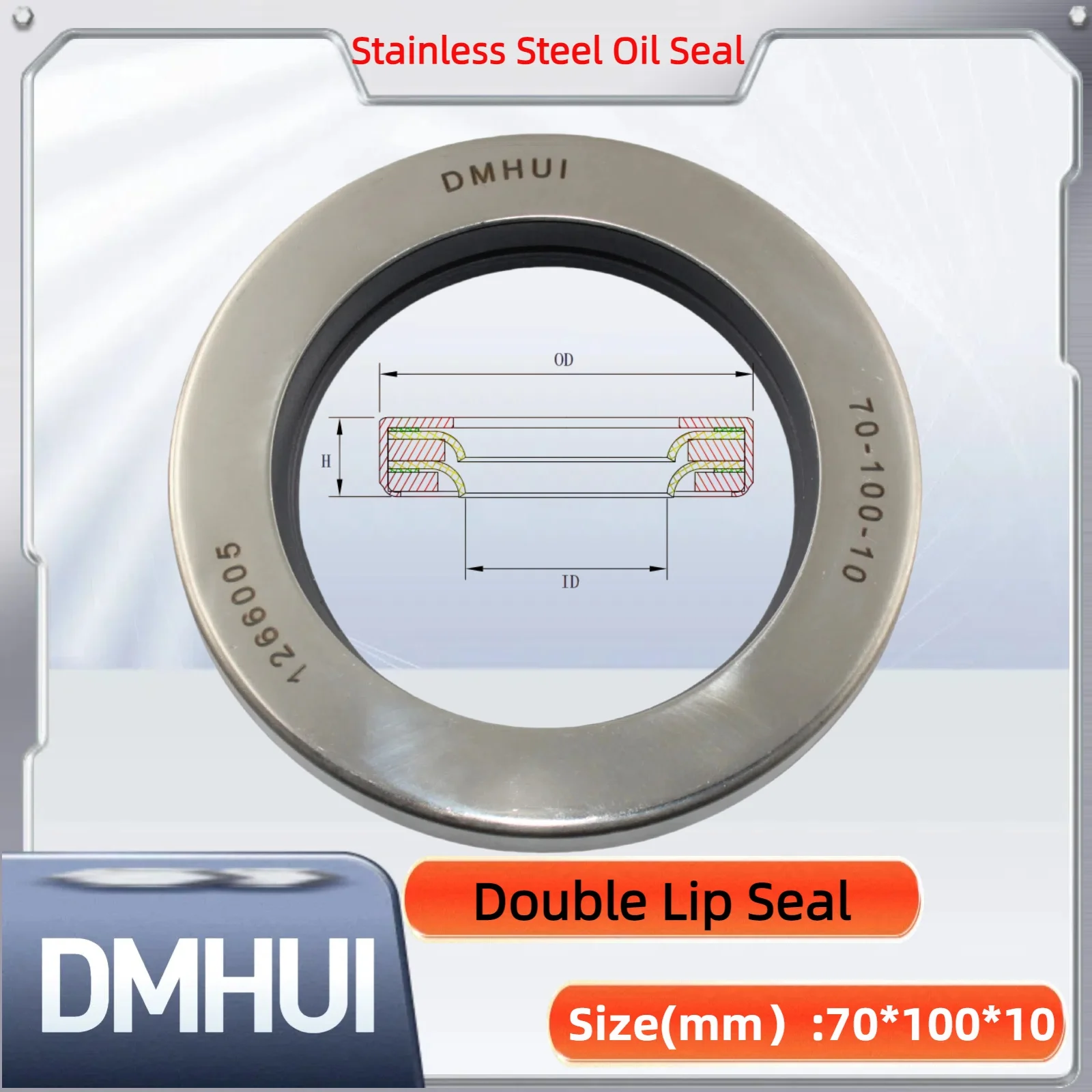 

Oil Seal 70x100x10 Double Lip Seal Stainless Steel Oil Seal PTFE SS 70×100×10