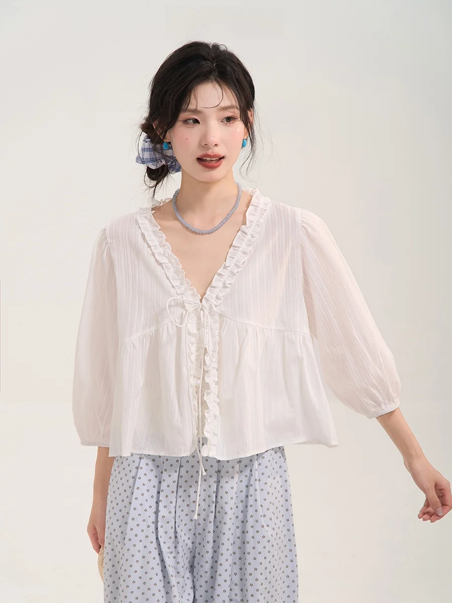 

Женский кардиган Heme Flower Field Summer Sun Protection с длинными рукавами, на завязках, свободного кроя, с V-образным вырезом, из тонкого материала, в корейском стиле