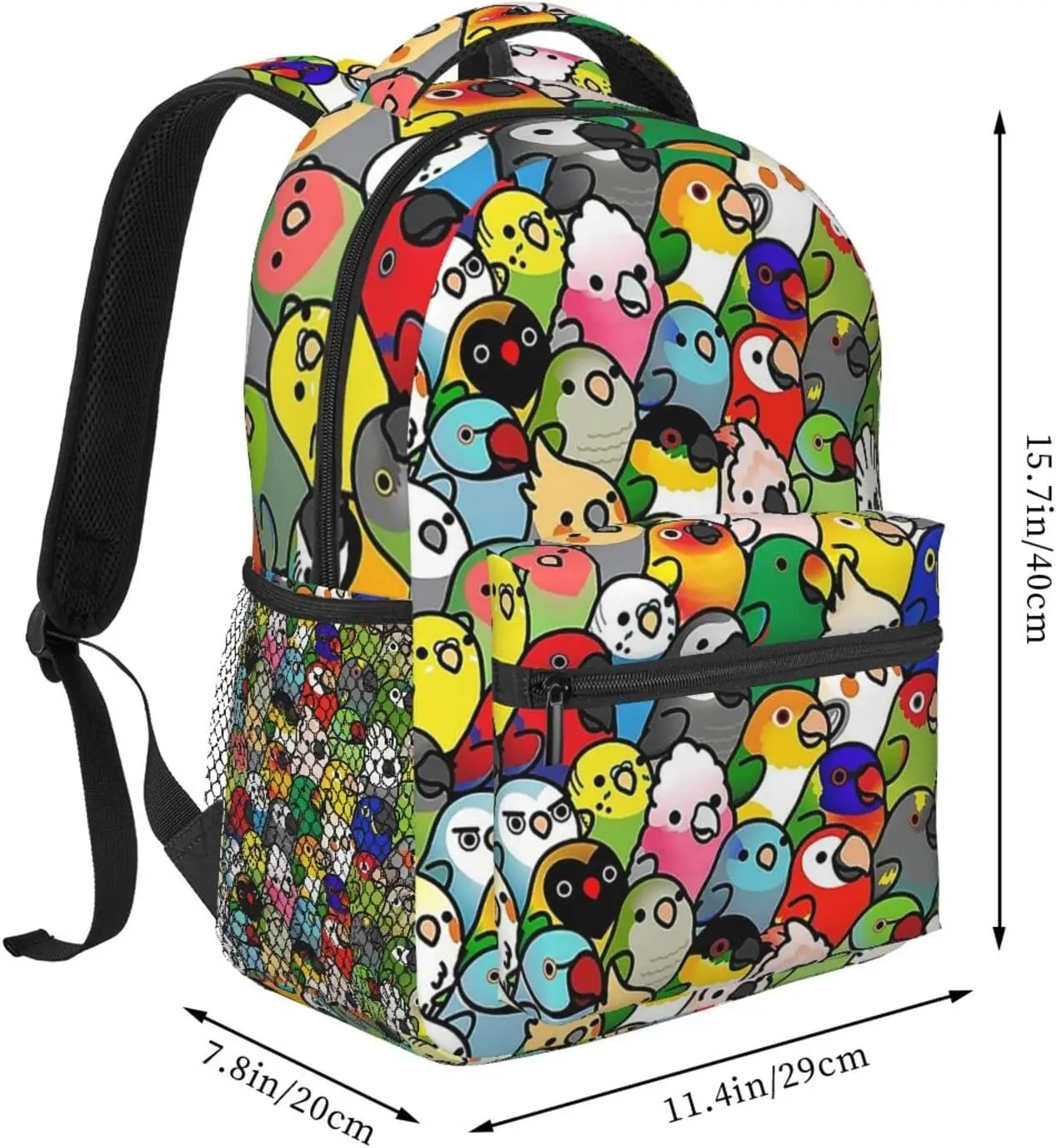 Funny Parrot Bird Pattern Stylish Casual Backpack Purse Laptop Backpacks Pockets Computer Daypack For Work Business Travel