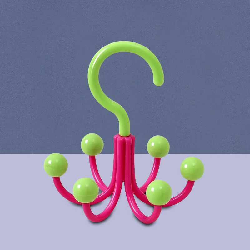 Multifunctional Home Clothes Hanger Portable Dopamine 360°Rotating Hook With 6 Balls Space Saving Scarf Tie Display Rack