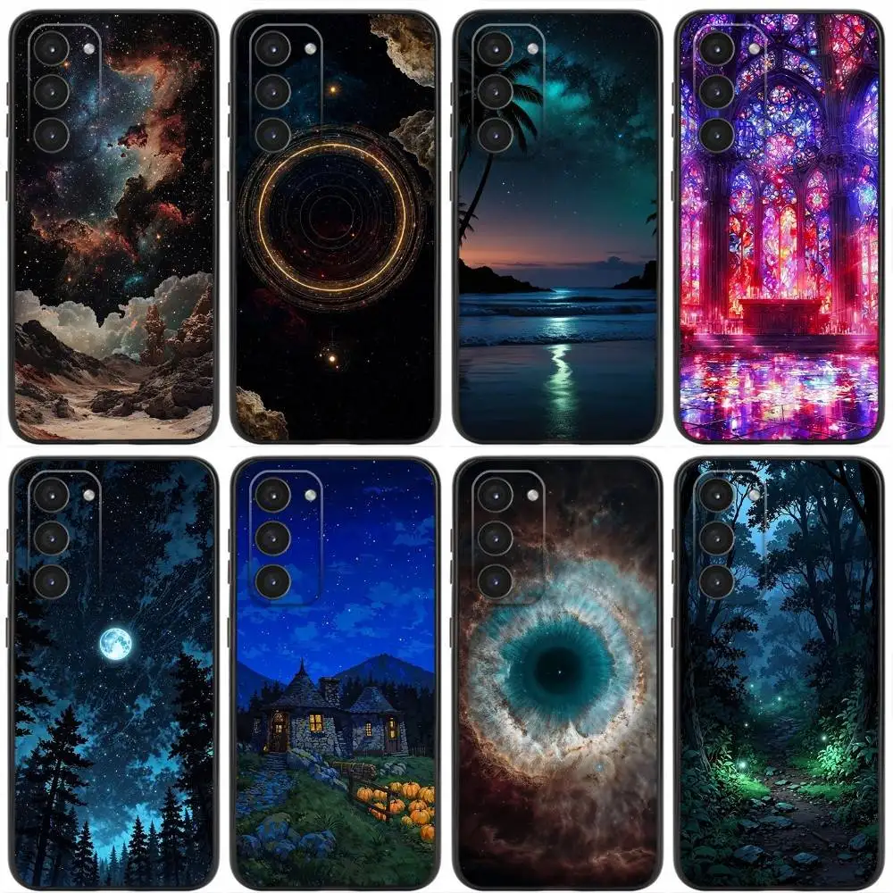 

Night Galaxys Sky Stars Space Phone Case For Samsung Galaxy A20,21s,22,31,32,52,53,72,73,80,91 Soft Liquid Silicone Black Cover