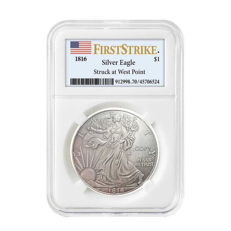 シルバーイーグルオブリバティスターンコインボックス、記念品コレクション、アメリカのコイン、新しいギフトコピー、1816-1918、1個