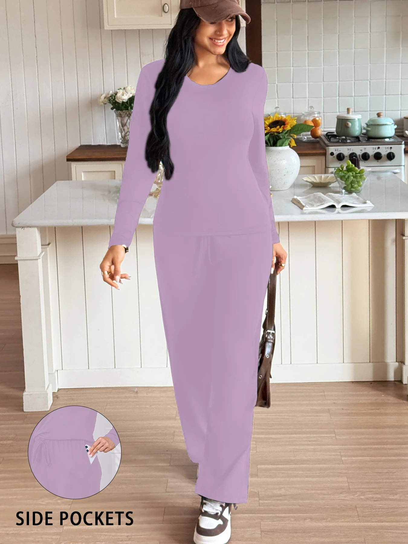 Damen Super Weicher V-Ausschnitt Pyjama-Set